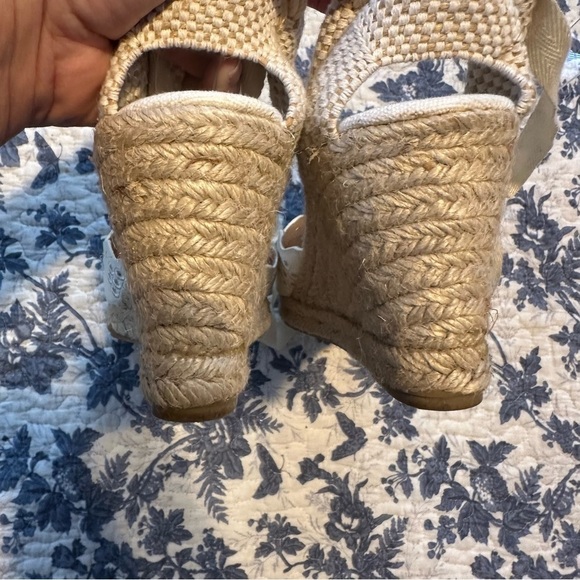 J Crew Shoes Espadrille Cream & Tan Lace Up Boho Eyelet 9 - Picture 7 of 10